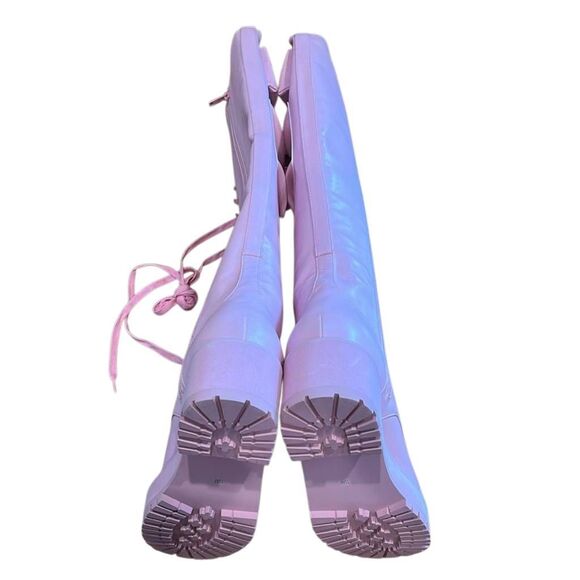 Current Mood Pink Knee High Obsidian Combat Boots - Picture 6 of 7